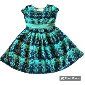 Pink Vanilla girl's‎ green and blue Aztec dress sz 4